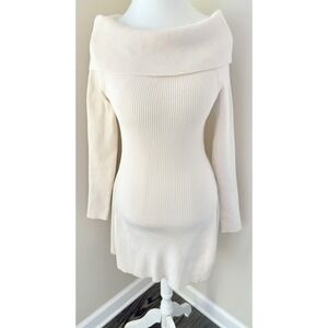 Off Shoulder Ribbed Knit Sweater Dress Coquette Balletcore Skater Soft Girl Y2K
